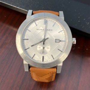 Mens BURBERRY Tan Leather Band Watch